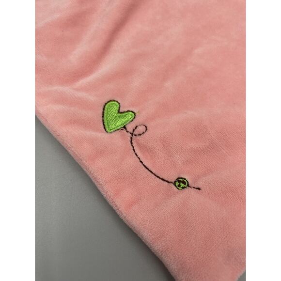 Mothercare Tan Teddy Bear Lovey Baby Security Blanket Pink Velour Green Heart - Picture 3 of 6